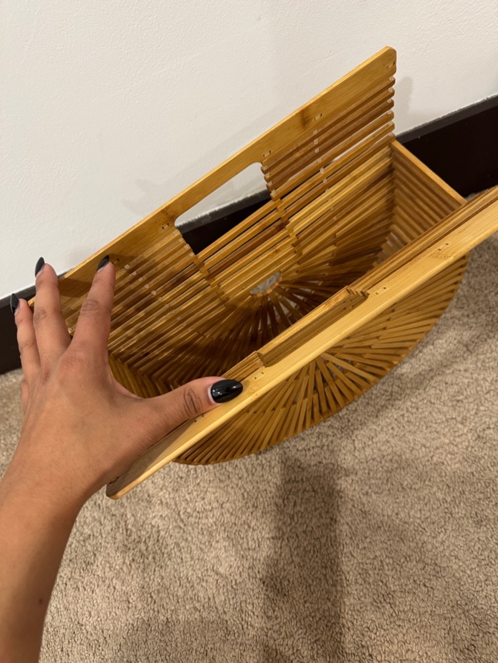 Half-Moon Bamboo Cage Handbag - Natural Brown - Picture 2 of 3